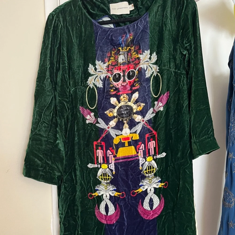Mary Katrantzou Elio Velvet Shift Dress - Picture 3 of 4